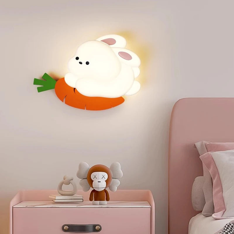 applique murale lapin radis LED pour chambre enfant