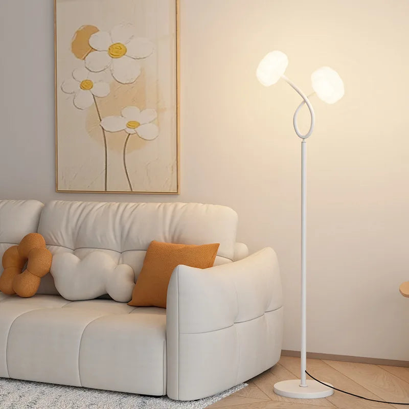 Nordic modern floor lamp white minimalist bedroom, living room, TV cabinet, sofa side decoration LED floor lamp