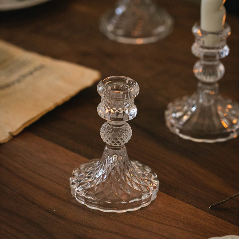 bougeoir en verre transparent pour dîner mariage et photographie