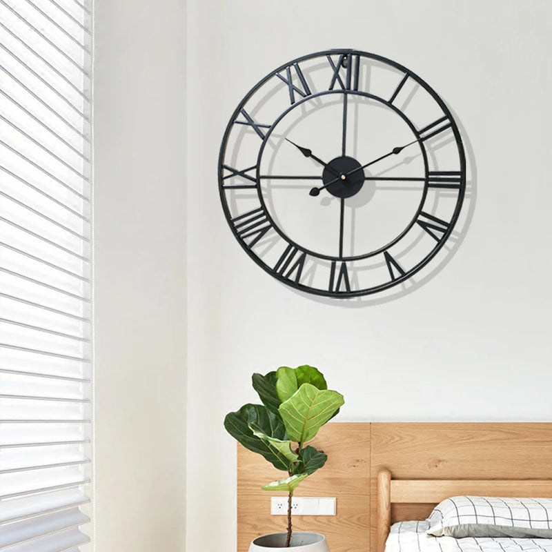 horloge murale chiffres romains décorative pour intérieur et extérieur