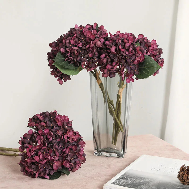 lot de 3 fleurs artificielles d'hortensia pour décoration de mariage