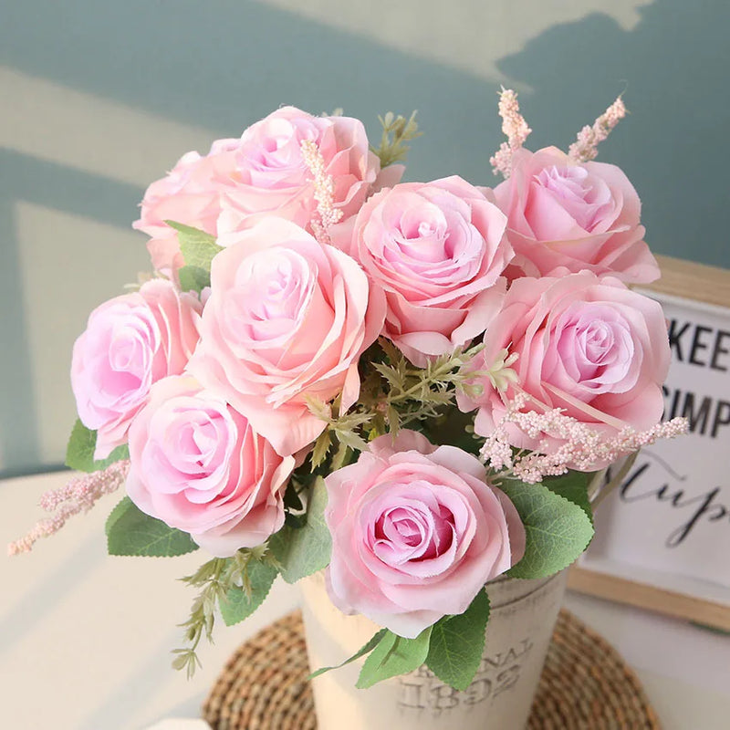 bouquet de roses artificielles pour mariage et décoration intérieure