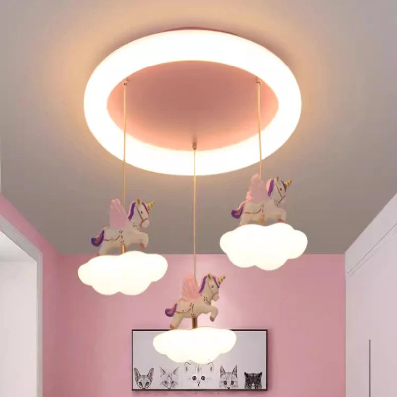 lustre romantique licorne nuage pour chambre d'enfant moderne