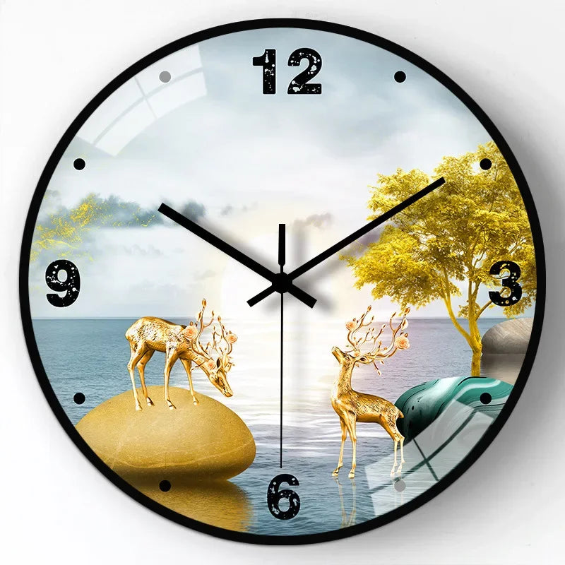 horloge murale en verre design moderne style chinois créatif et muet