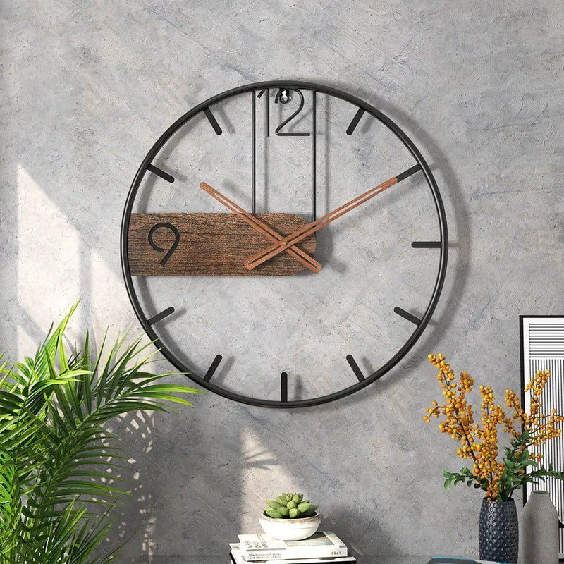 horloge murale en fer design rétro nordique créative décoration intérieure