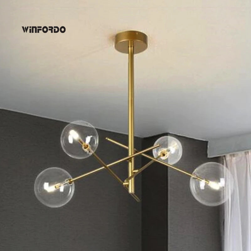 lustre winfordo globe led suspendu avec bulles de verre pour décoration