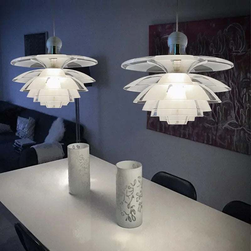 lustre en verre led moderne design scandinave éclairage suspendu élégant