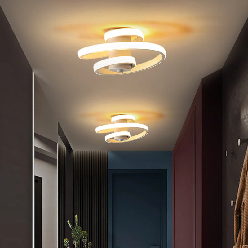 plafonnier led moderne en spirale pour un intérieur minimaliste