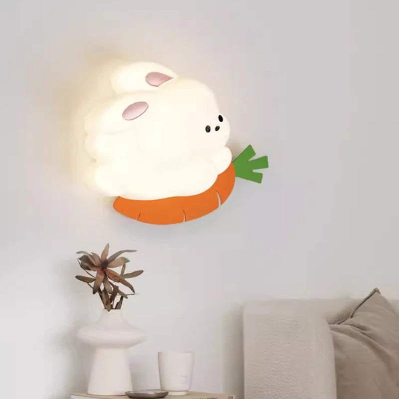 applique murale lapin radis LED pour chambre enfant