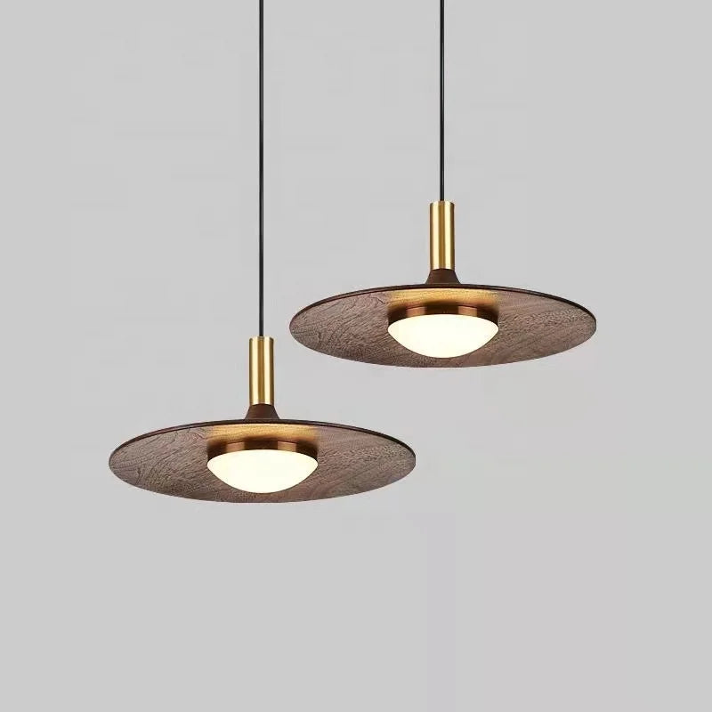 suspension nordique en bois et cuivre soucoupe volante pour intérieur