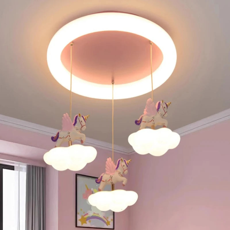 lustre romantique licorne nuage pour chambre d'enfant moderne