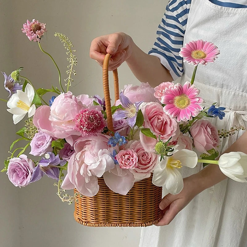 panier de rangement tissé à la main pour jardin et pique-nique