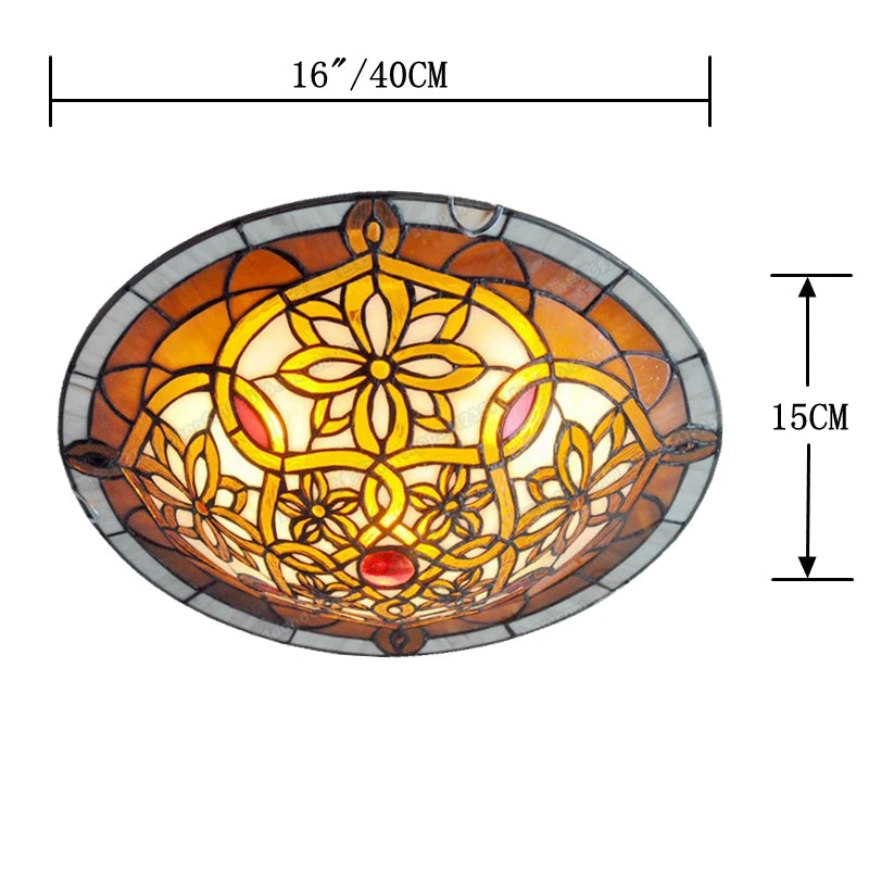 16 Inch European Twist Glass Ceiling Lamp Tiffany Style Bedroom Aisle Porch Balcony Lighting Antique LED Welding Art Lamp