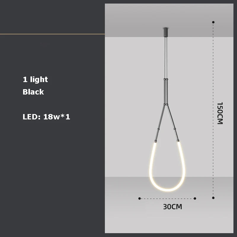 lustre art déco en métal noir avec éclairage led