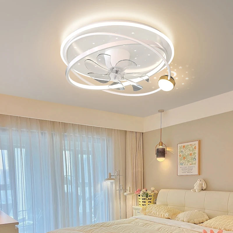 lustre moderne avec lumières et ventilateur intelligent pour intérieur