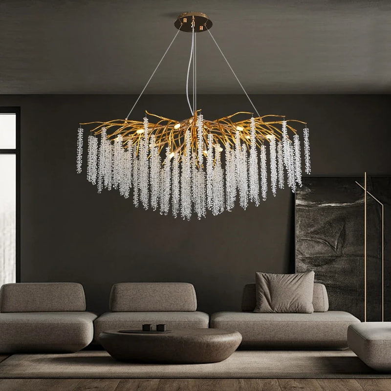 lustre suspendu en verre cristal design moderne pour décoration intérieure