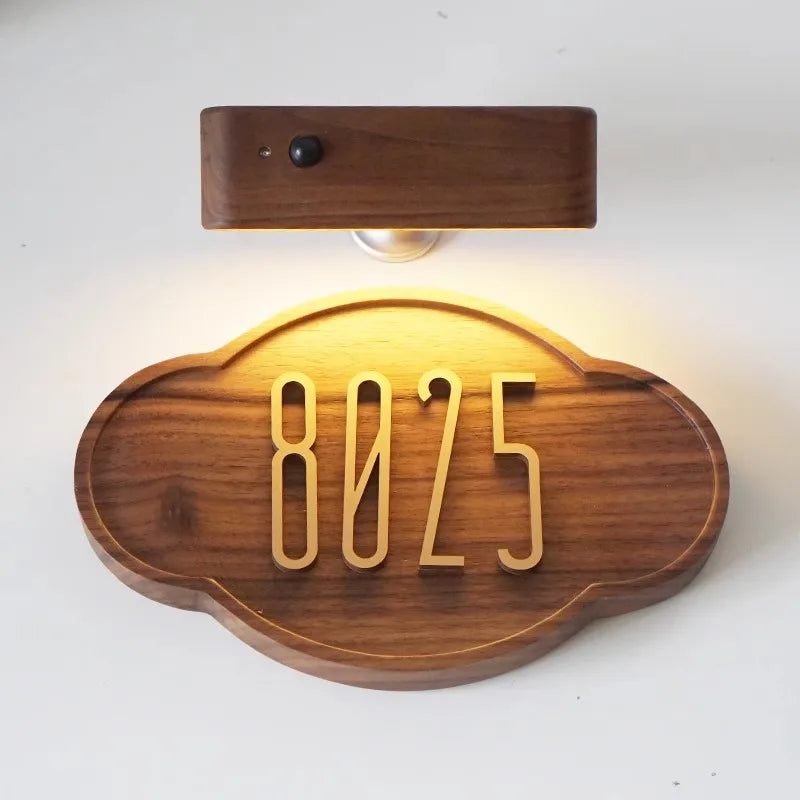 DIY Customizable English alphabet Walnut Wood Retro, Decorative Plaque Charge Inductive Lighting for Entrance Door, commercial