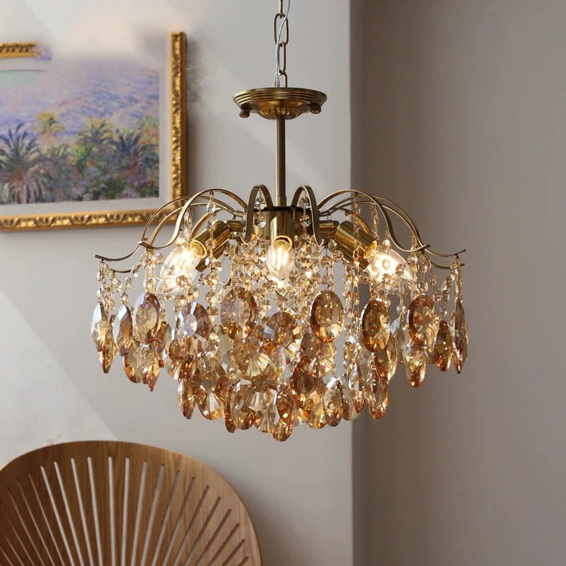 lustre en cristal de luxe pour décoration rétro élégante