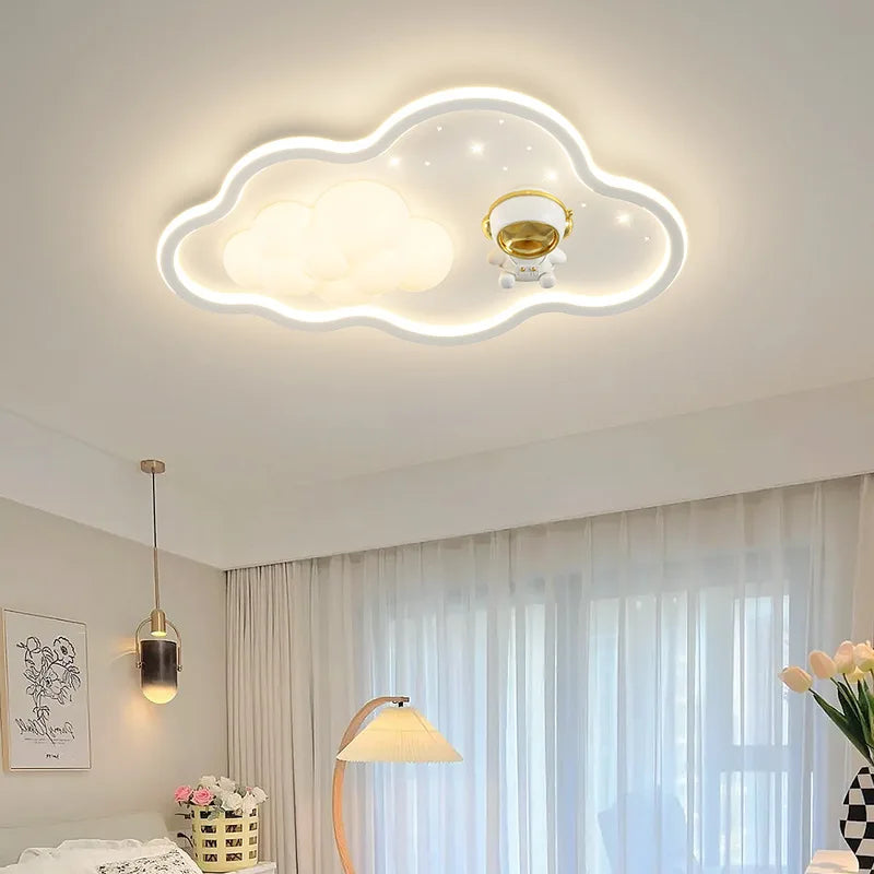 Children Light Modern Cloud Bedroom Ceiling Lamps White PE Sconces Warm Astronaut Chandelier Light for Child Baby Room Decor