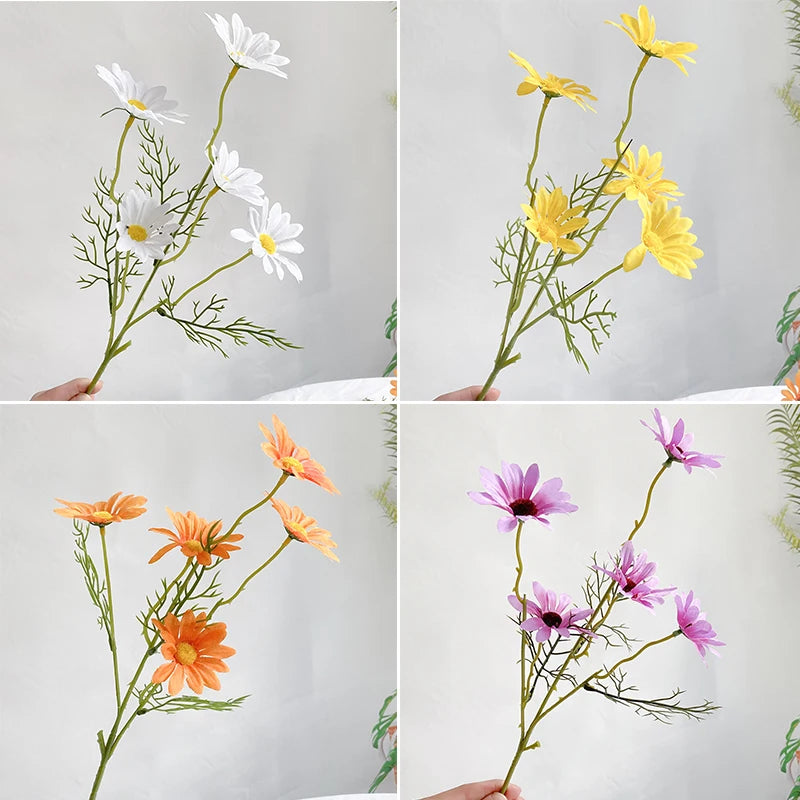 5 têtes de marguerites blanches fleurs artificielles pour décorations festives