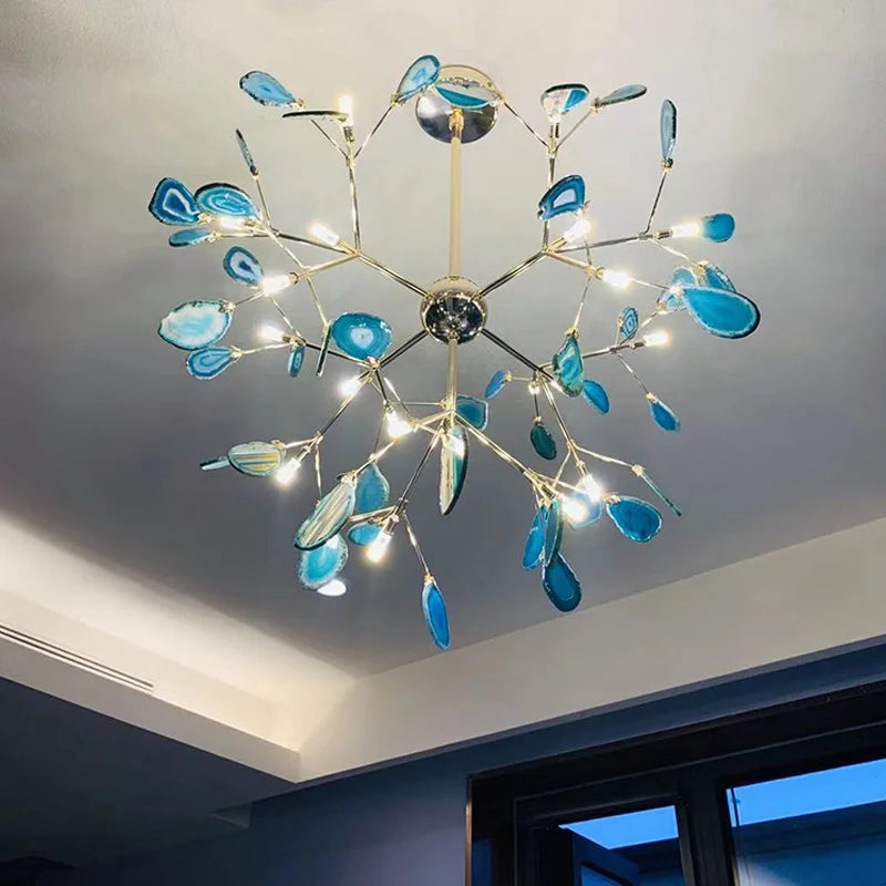 plafonnier led en agate naturelle pour décoration romantique intérieure