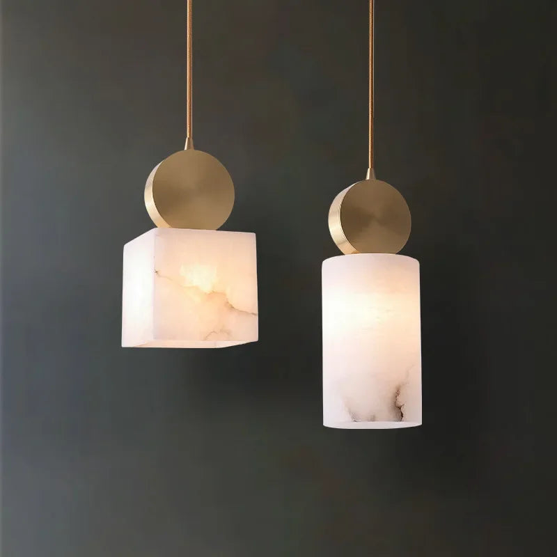 lustre en marbre et cuivre décoration nordique suspendue