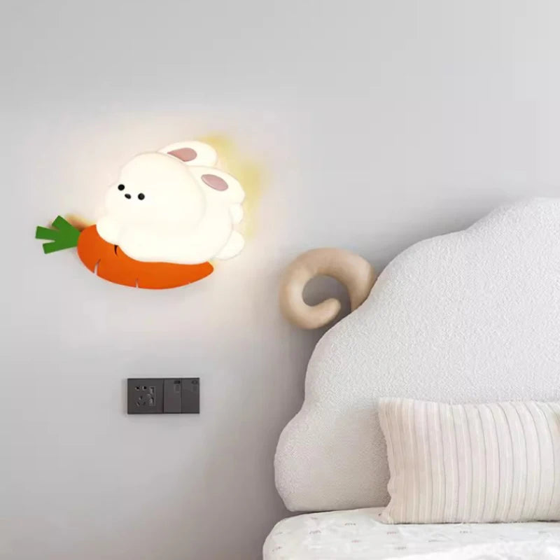 applique murale lapin radis LED pour chambre enfant