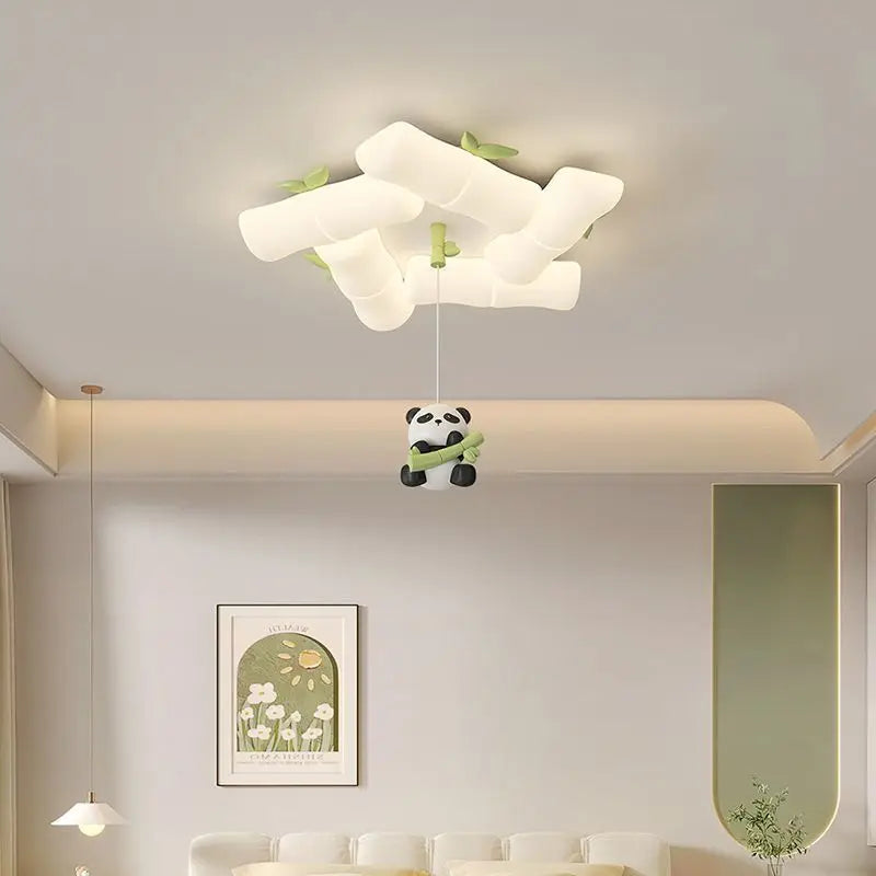 plafonnier panda en bambou pour chambre d'enfant et maternelle