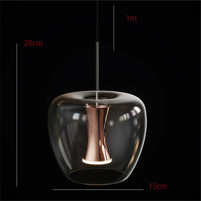 suspension led en verre transparent au design moderne pour décoration intérieure