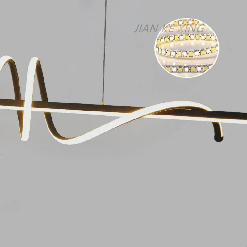suspension led incurvée design nordique pour cuisine barre minimaliste