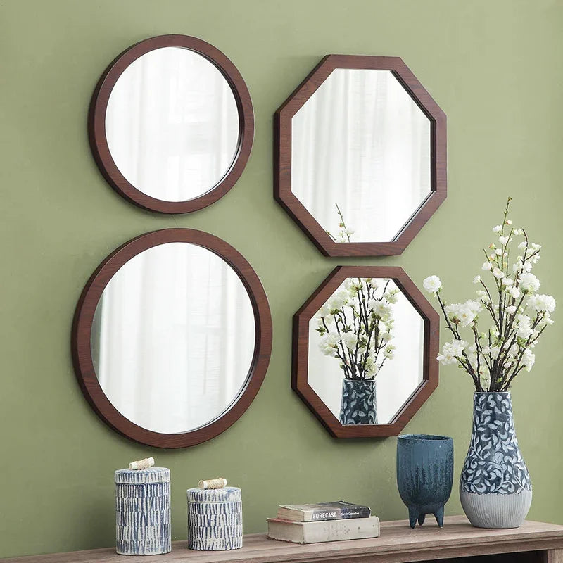 miroir vintage mural en bois de frêne pour salle de bain