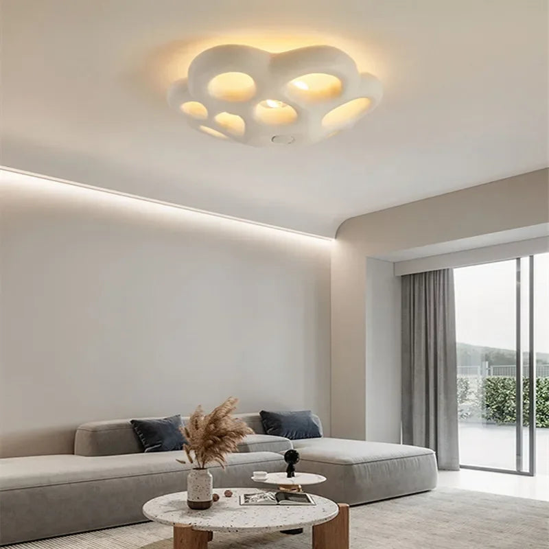 Nordic Minimalist Petal Wabi-Sabi LED Bedroom Ceiling Lamps Chandelier Living Dining Study Room Home Decor Ceiling Light Fixture