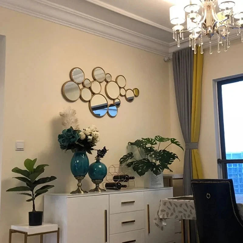 décoration murale en résine en forme de soleil avec miroir suspendu