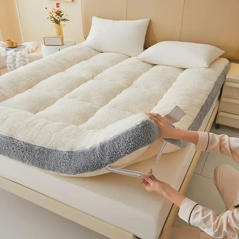 matelas épais en laine d'agneau pour automne hiver étudiant