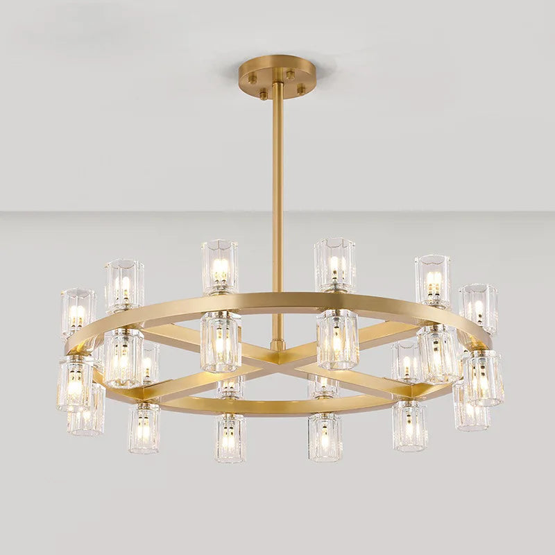 lustre led en cuivre et cristal design moderne luxueux