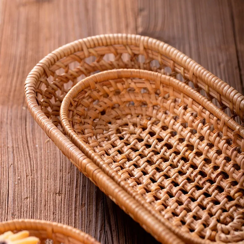 panier tissé à la main pour rangement de pain et fruits