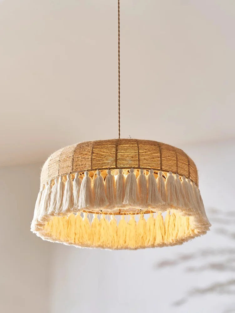 lustre à LED en corde de chanvre pour décoration intérieure