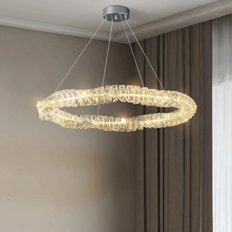 2024 Luxury K9 Crystals Chandelier Led Pendant Lights Steel Luxury Hanging Lamp Fixtures For Home decoration