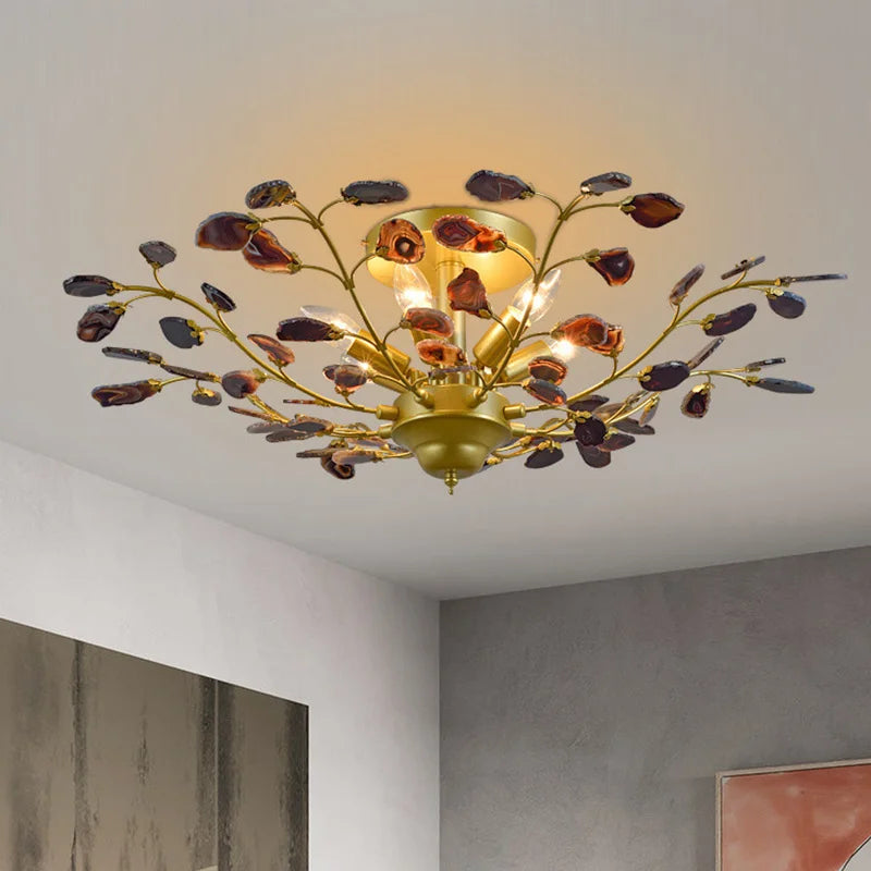 lustre led en agate naturelle idéal pour décoration romantique