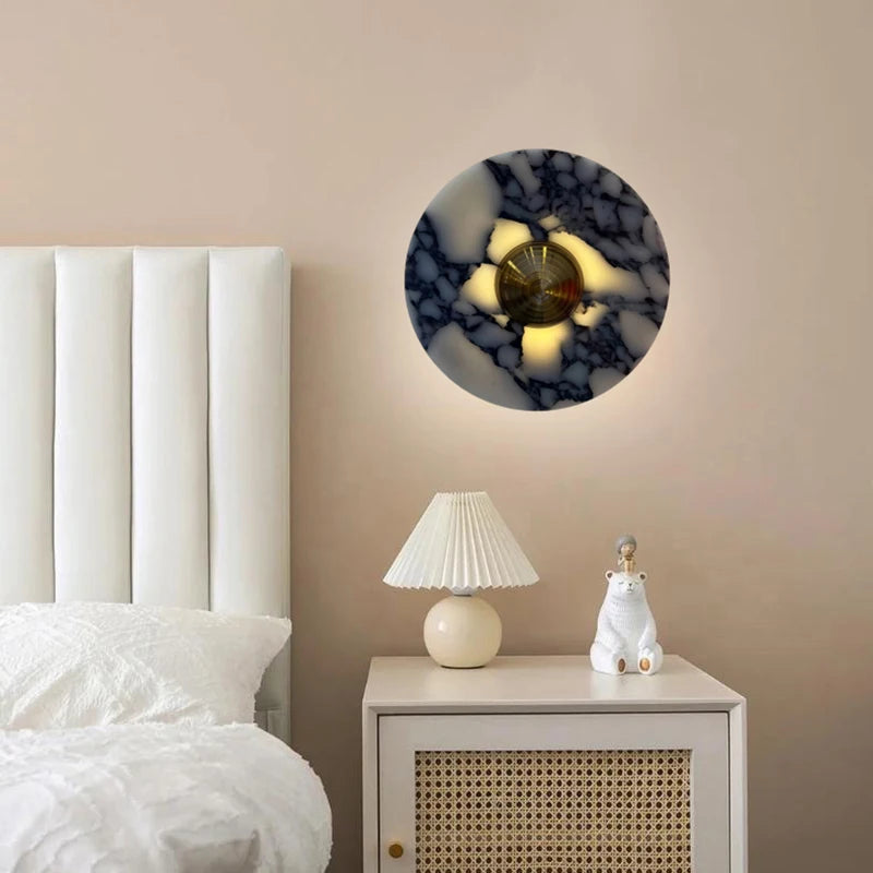 applique murale led en marbre naturel et métal doré éclairage d'ambiance 3000k