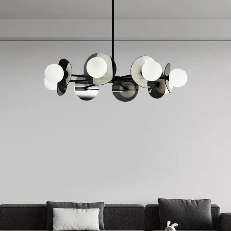 lustre de luxe en cuivre avec lumière led minimaliste italienne