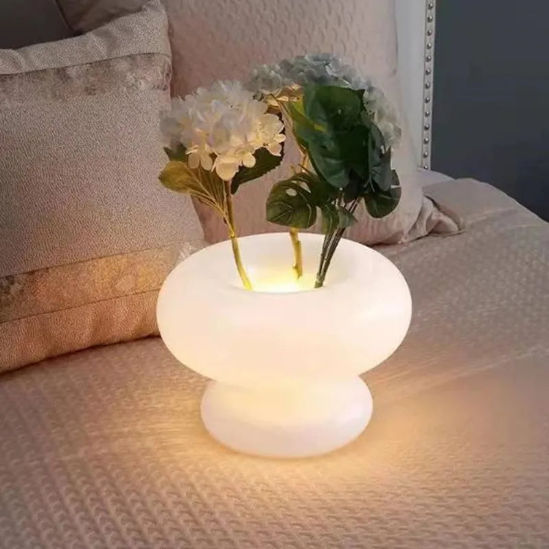 lampe à poser champignon en verre pour décoration intérieure