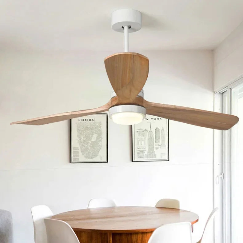 ventilateur de plafond en bois design vintage avec lumière intégrée