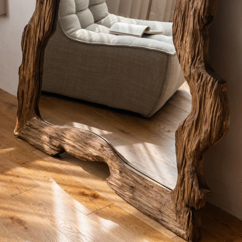 miroir moderne de luxe sur pied en bois décoratif pour la maison