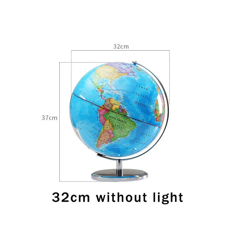 globe terrestre rotatif éducatif lumineux en anglais pour géographie