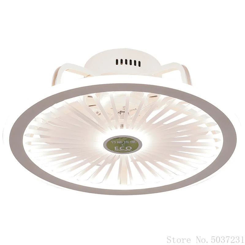 110V / 220V Nordic Simple Bedroom Ceiling Fan Lamp Invisible Restaurant Living Room Children's Room Intelligent Fan Home Decor