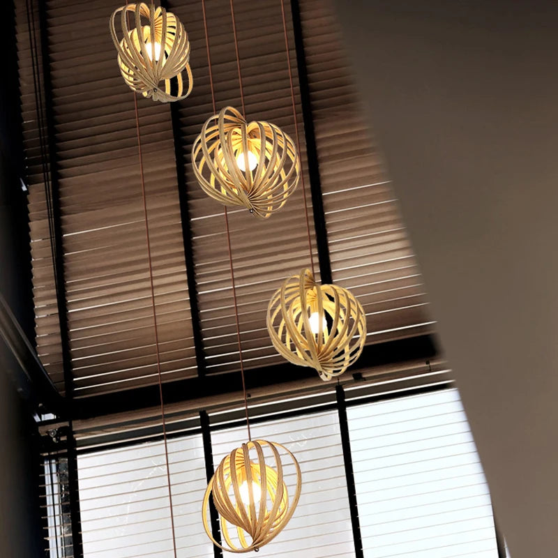 suspension en bois design nordique pour restaurant