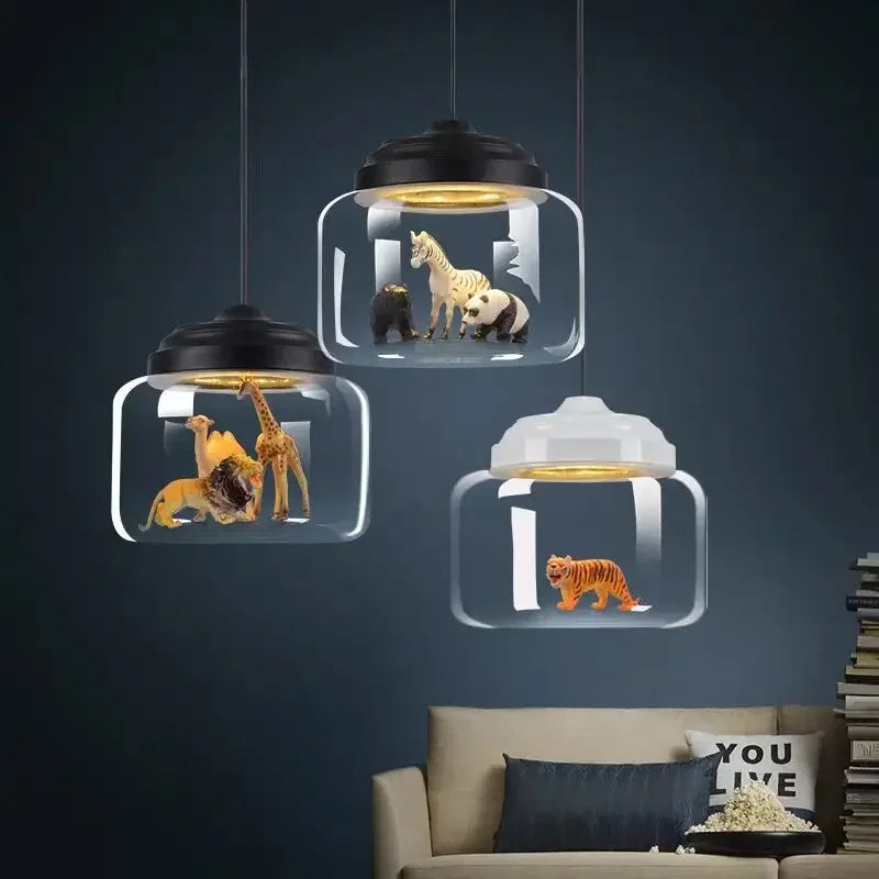 suspension en verre animaux dessin animé pour décoration intérieure