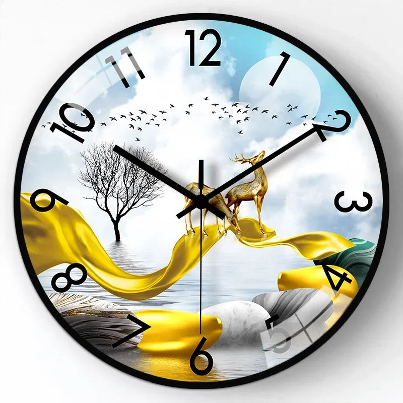 horloge murale en verre design moderne style chinois créatif et muet