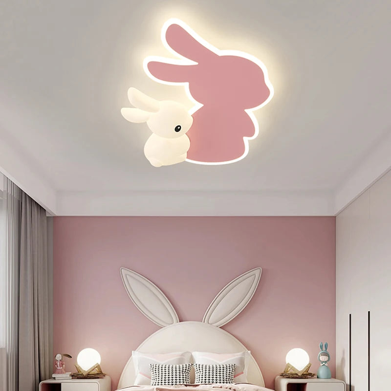 Creative Children's Room Ceiling Lamps Carrot Cloud Rabbit Ceiling Light Nursery Room School Baby Girl Bedroom Chandelier AC220V